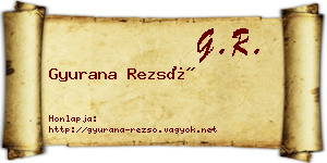 Gyurana Rezső névjegykártya